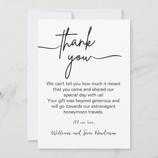 Thank You Script Wedding Photo Thank You Card Bedankkaart (Voorkant)