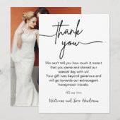 Thank You Script Wedding Photo Thank You Card Bedankkaart (Voorkant / Achterkant)