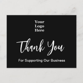 Thank You Script Zwart en Wit Zakelijk Logo Briefkaart