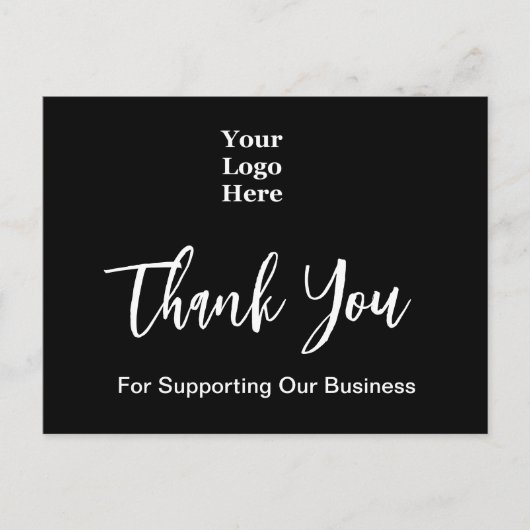 Thank You Script Zwart-Wit Zakelijk Logo Briefkaart (Voorkant)