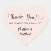Thank you sharing our day blush pink taupe wedding hart sticker (Voorkant)