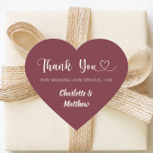 Thank you sharing our day burgundy ivory wedding hart sticker