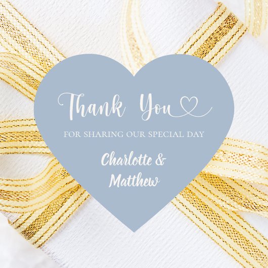 Thank you sharing our day dusty blue wedding hart sticker