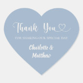 Thank you sharing our day dusty blue wedding hart sticker (Voorkant)