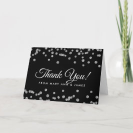"Thank you" Silver Faux Glitter Confetti Zwart Bedankkaart