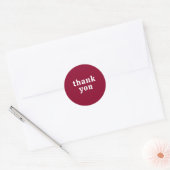 Thank You Simple Retro Font Wedding Berry Red Ronde Sticker (Envelop)