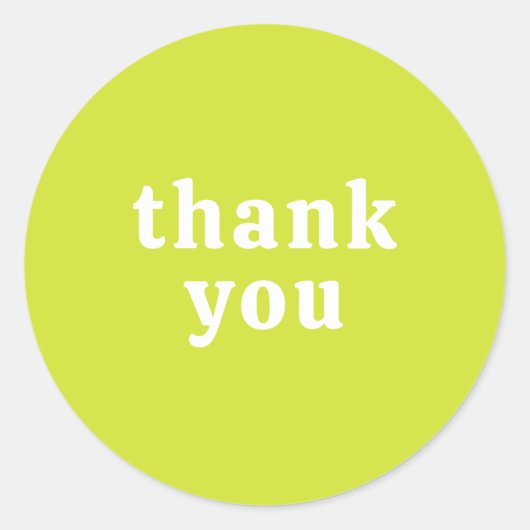 Thank You Simple Retro Font Wedding Chartreuse Ronde Sticker (Voorkant)