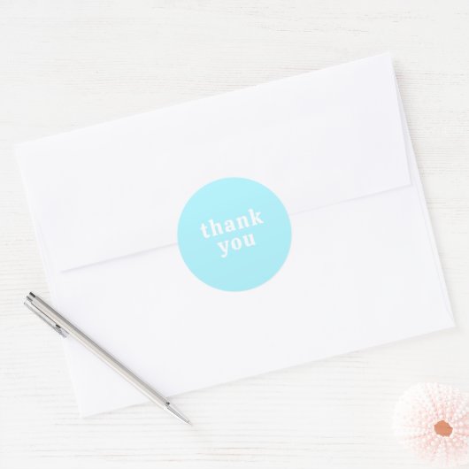 Thank You Simple Retro Font Wedding Turquoise Ronde Sticker (Envelop)