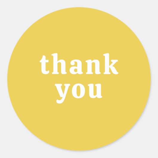 Thank You Simple Retro Font Wedding Yellow Gold Ronde Sticker (Voorkant)