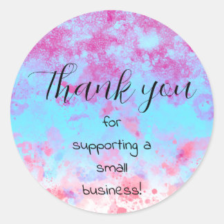 Thank You Small Business Paint Splash Personalize Ronde Sticker
