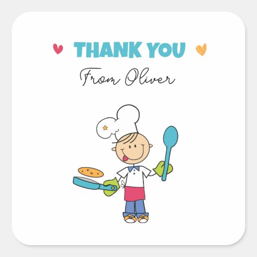 Thank You Sticker – Cute Chef Pancake Theme (Voorkant)