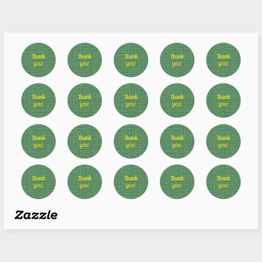 Thank you stickers on green yellow weave pattern (Vel)