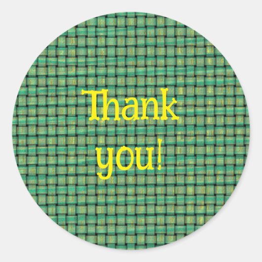 Thank you stickers on green yellow weave pattern (Voorkant)