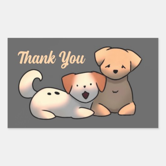 Thank You stickers, puppy, dog Rechthoekige Sticker (Voorkant)