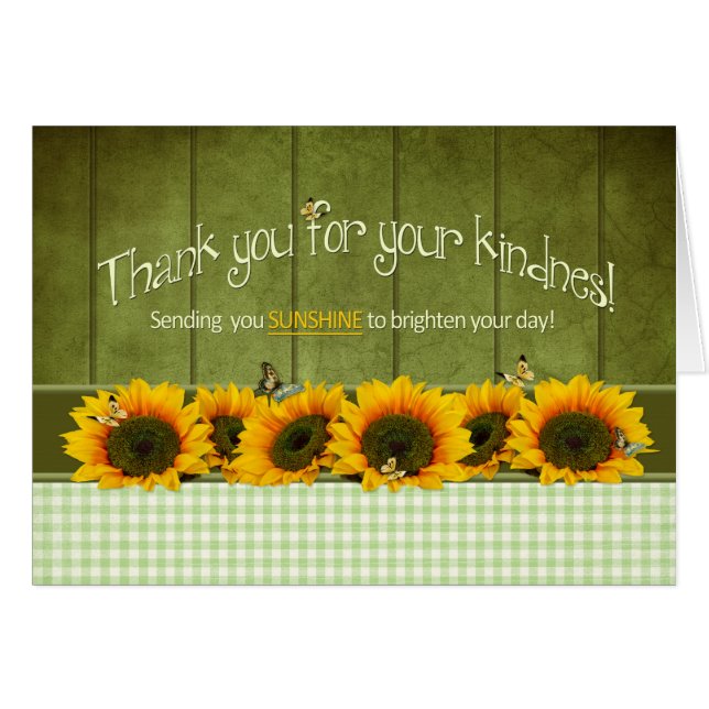 Thank You - Sunflowers and butterflies (Voorkant Horizontaal)