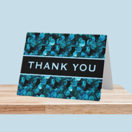 Thank You Swirls Blue Aqua Teal and Black Bedankkaart