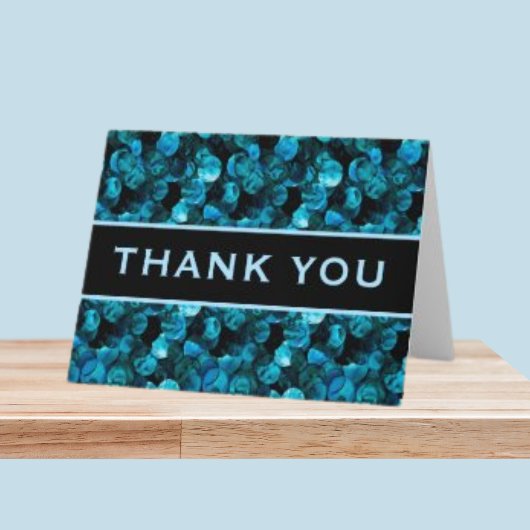 Thank You Swirls Blue Aqua Teal and Black  Bedankkaart