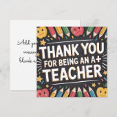 Thank you Teacher Appreciation card (Voorkant / Achterkant)