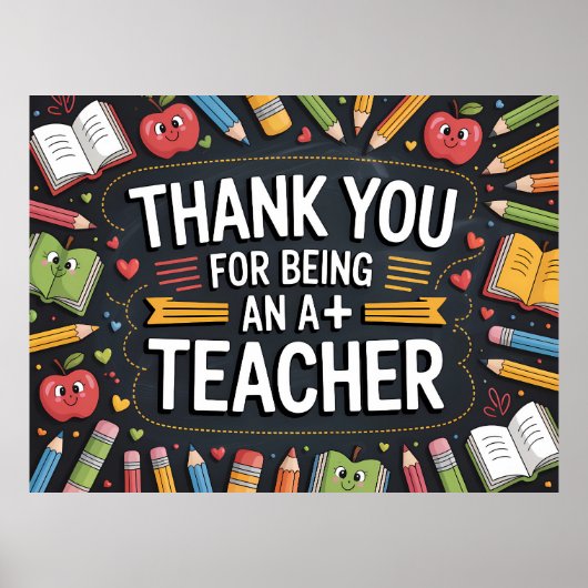 Thank you Teacher Appreciation  Poster (Voorkant)