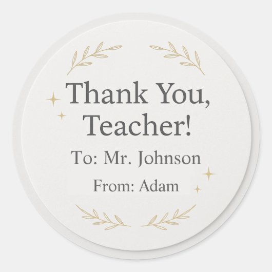 Thank You Teacher – Custom Name Sticker Gift (Voorkant)