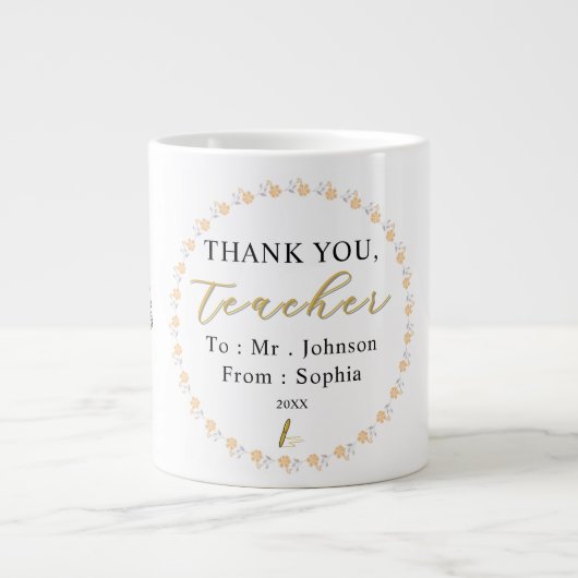Thank You Teacher – Personalized Name Mug Gift Grote Koffiekop (Voorkant)