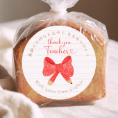 Thank You Teacher Red Bow Note Paper Ronde Sticker