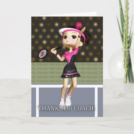 Thank You Tennis Coach Greeting Card Bedankkaart (Voorkant)