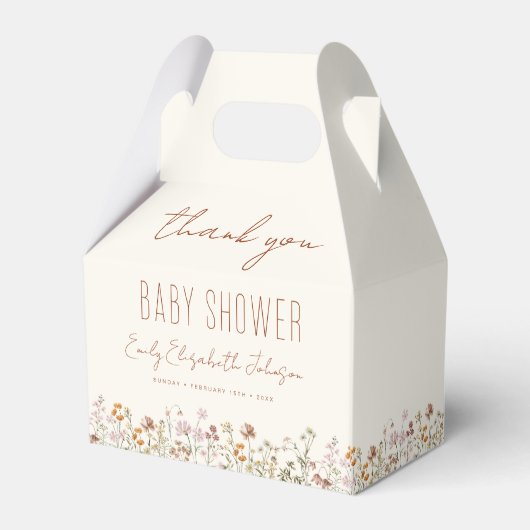 Thank You Terracotta Wildflower Boho Baby Shower Bedankdoosjes (Achterkant)
