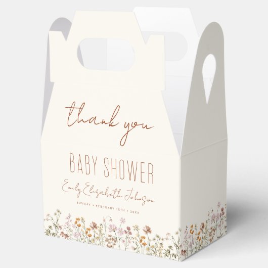 Thank You Terracotta Wildflower Boho Baby Shower Bedankdoosjes (Geopend)