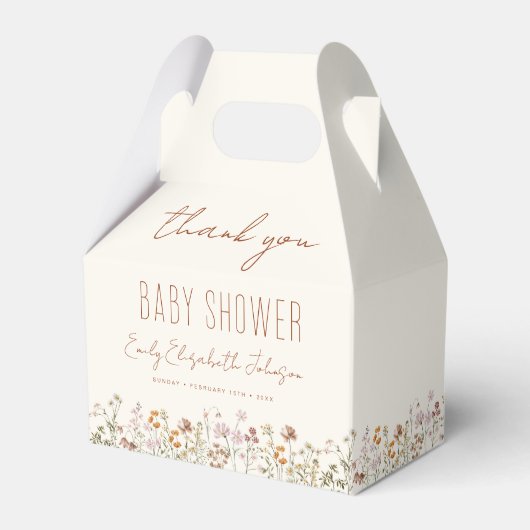 Thank You Terracotta Wildflower Boho Baby Shower Bedankdoosjes (Voorkant Zijde)