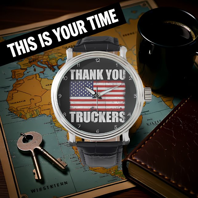 Thank You Truckers American Flag Horloge (Creator heeft geüpload)