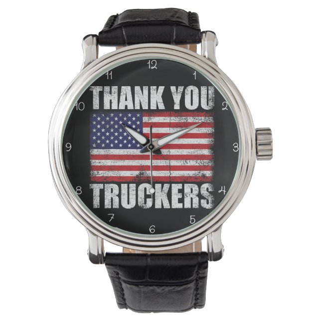 Thank You Truckers American Flag Horloge (Voorkant)