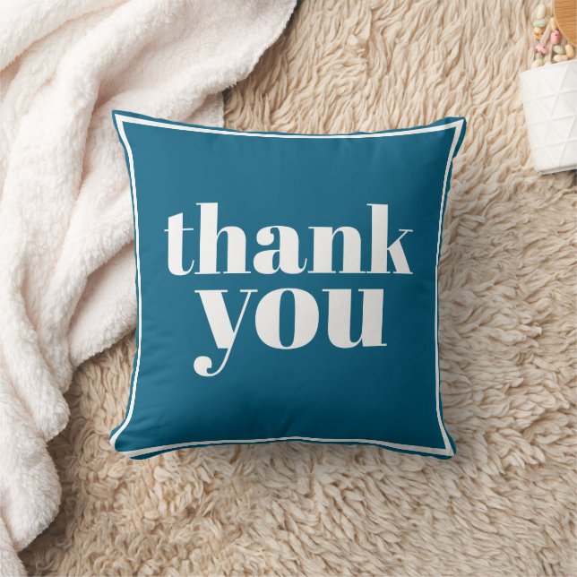 Thank You typography minimal blue  Kussen (Deken)