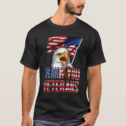 Thank You Veterans American Eagle US Flag for 4th T-shirt (Voorkant)