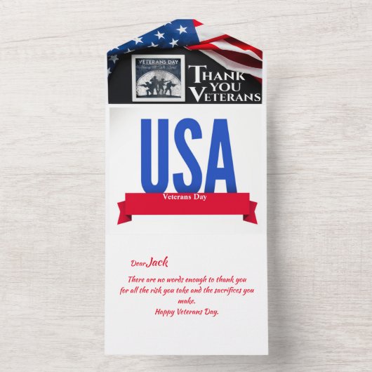 Thank You Veterans Day Card All In One Uitnodiging (Binnen)