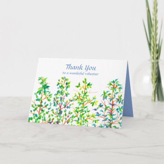 Thank You Volunteer Watercolor Trees Kaart (Voorkant)