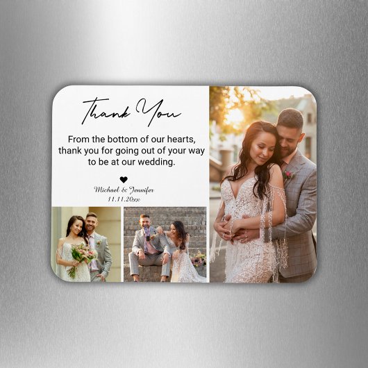 thank you wedding 3 photos collage modern chic magneet