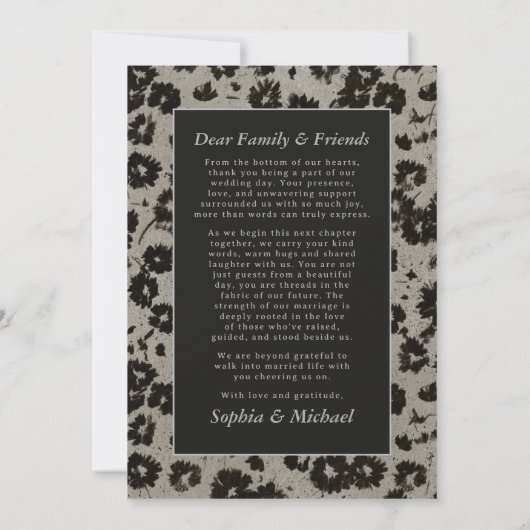 Thank You Wedding Card Photograph Modern Floral  Bedankkaart (Achterkant)
