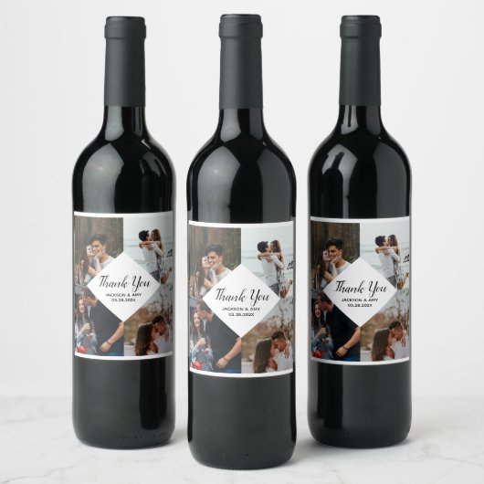 Thank you Wedding Couple  Wijn Etiket (Flessen)