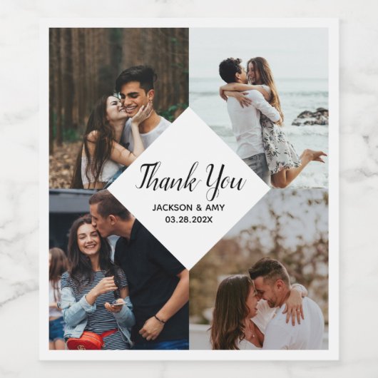 Thank you Wedding Couple  Wijn Etiket (Enkel label)