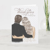 Thank You Wedding Gift Bride and Groom Taupe Kaart (Voorkant)