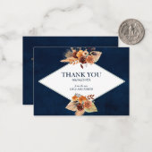 Thank You Wedding Pampas Grass Navy Blue Autumn Notitiekaartje (Voorkant / Achterkant in situ)