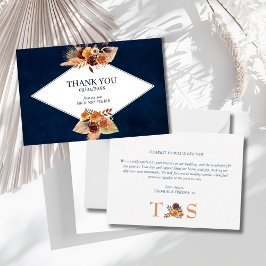 Thank You Wedding Pampas Grass Navy Blue Autumn Notitiekaartje