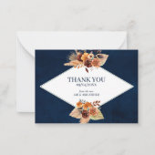Thank You Wedding Pampas Grass Navy Blue Autumn Notitiekaartje (Voorkant)