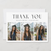 Thank You Whimsical Multi Photo White Graduation Aankondiging (Voorkant)