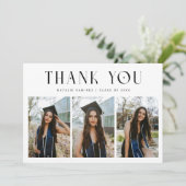 Thank You Whimsical Multi Photo White Graduation Aankondiging (Staand voorkant)