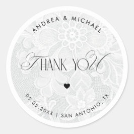 Thank You White Lace Wedding Favor Label