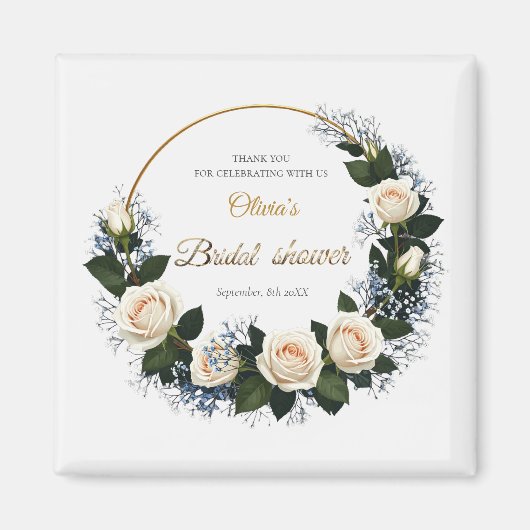 Thank You White Roses & Blue Baby’s Breath Magneet (Voorkant)