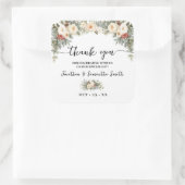 Thank You White Winter Flowers Wedding Vierkante Sticker (Tas)