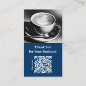 Thank You with QR Code - Blue Café Klantenkaartje (Voorkant)